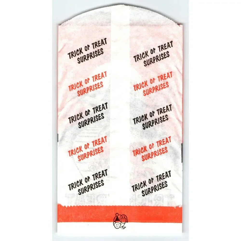 Trick Or Treat Halloween Candy Goodie Bag Haunted House Witch On Broom Bats Kids